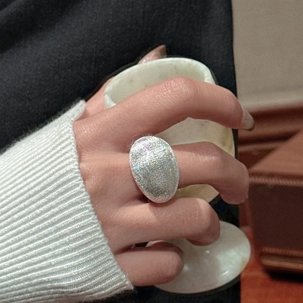 Wholesale 925 Sterling Silver Brushed Oval Ring - Image 5