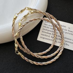 Wholesale 925 Sterling Silver Tricolor Twining Bracelet