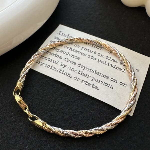 Wholesale 925 Sterling Silver Tricolor Twining Bracelet - Image 2