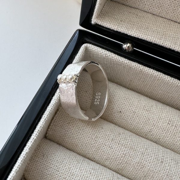 Wholesale 925 Sterling Silver Brushed Pearl Ring - Image 2