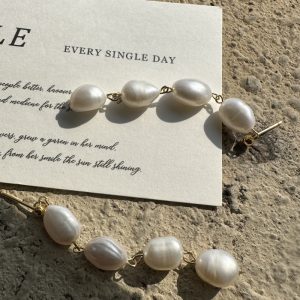 Wholesale 925 Sterling Silver Pearl Long Earrings