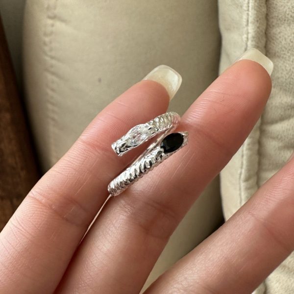 Wholesale 925 Sterling Silver Black White Zircon Ring - Image 3