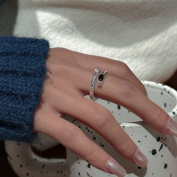 Wholesale 925 Sterling Silver Black White Zircon Ring - Image 4