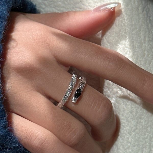 Wholesale 925 Sterling Silver Black White Zircon Ring - Image 5