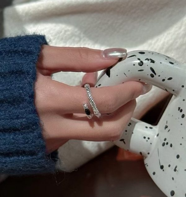 Wholesale 925 Sterling Silver Black White Zircon Ring - Image 6