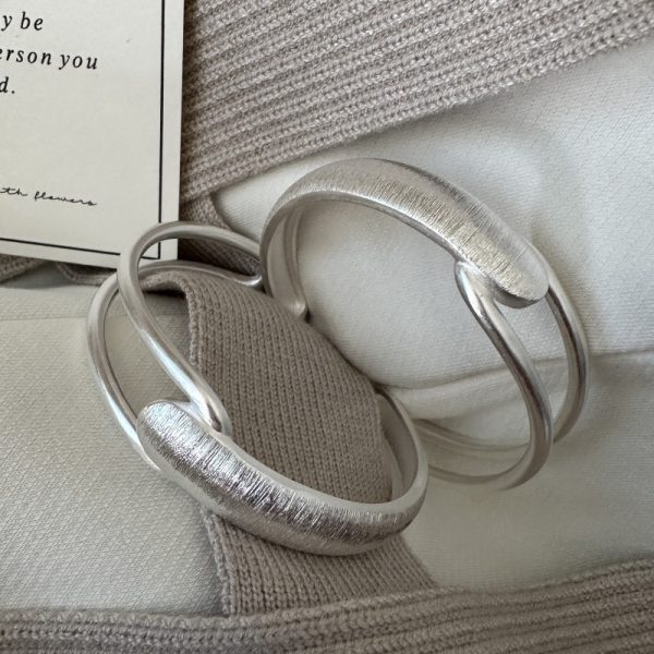 Wholesale 925 Sterling Silver Brushed Wide Bangle - Image 2