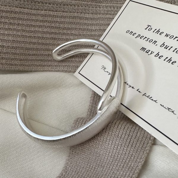 Wholesale 925 Sterling Silver Brushed Wide Bangle - Image 3