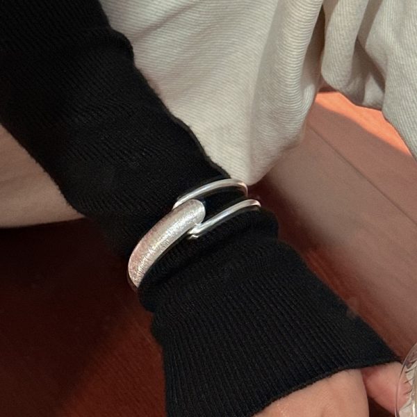 Wholesale 925 Sterling Silver Brushed Wide Bangle - Image 5