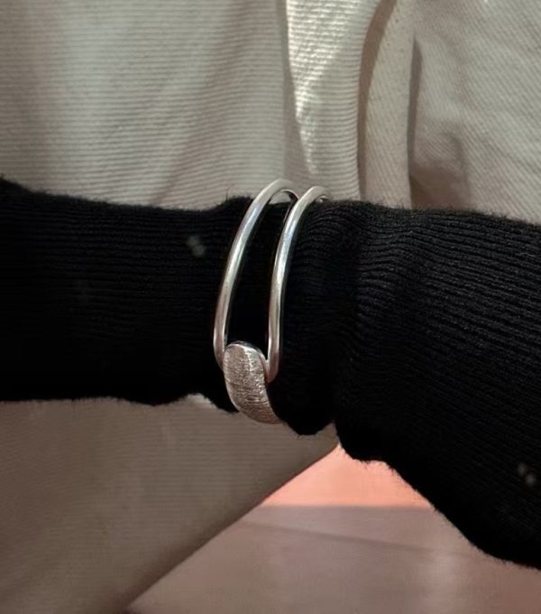 Wholesale 925 Sterling Silver Brushed Wide Bangle - Image 6