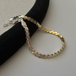 Wholesale 925 Sterling Silver Gold&Silver Bracelet