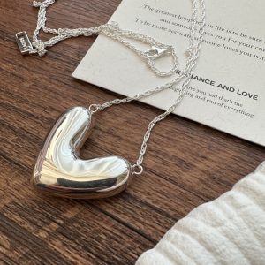 Wholesale 925 Sterling Silver Hollow Heart Necklace