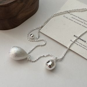 Wholesale 925 Sterling Silver Frosted Drop Necklace