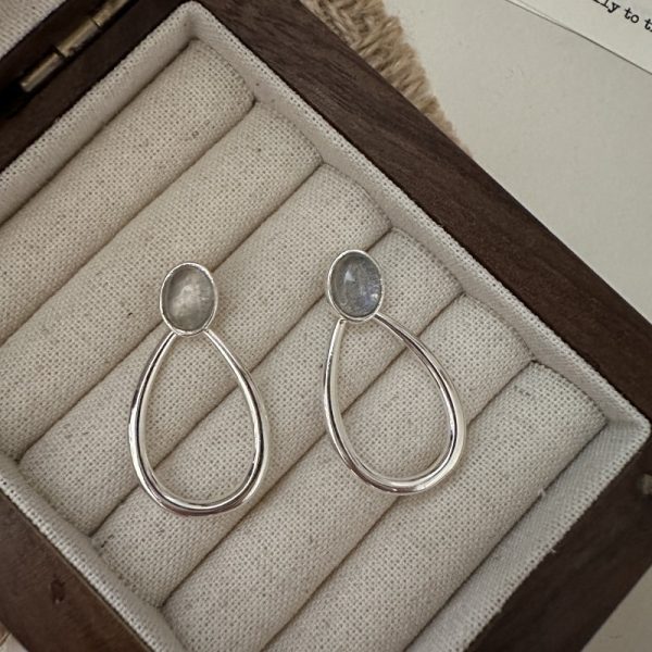 Wholesale 925 Sterling Silver Gemstone Labradorite Drop Earrings