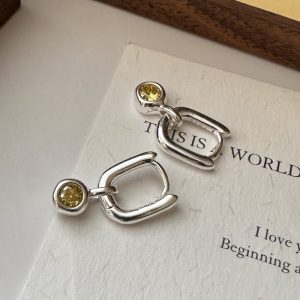 Wholesale 925 Sterling Silver Colored Zircon Buckle Earrings