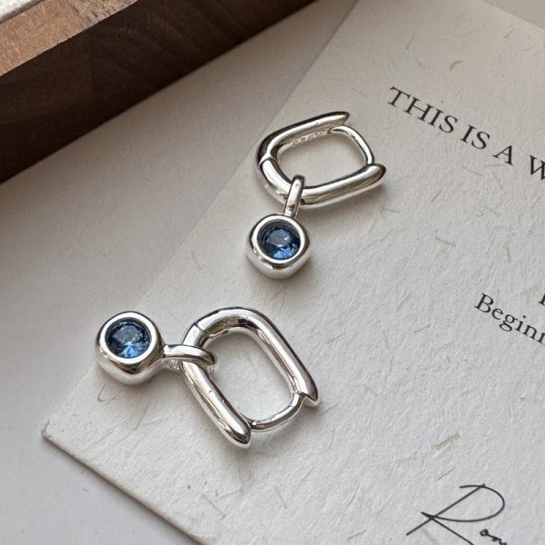Wholesale 925 Sterling Silver Colored Zircon Buckle Earrings - Image 3
