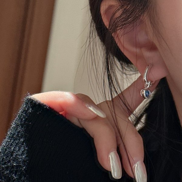 Wholesale 925 Sterling Silver Colored Zircon Buckle Earrings - Image 4