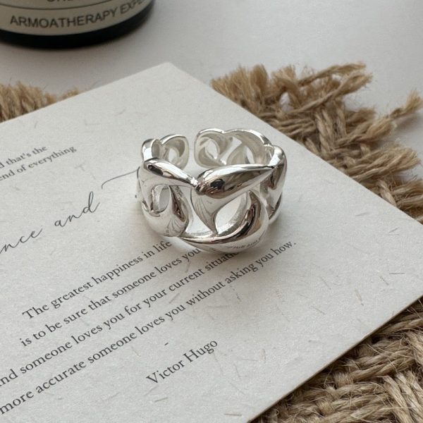 Wholesale 925 Sterling Silver Moon-shaped Cross Ring