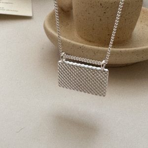 Wholesale 925 Sterling Silver Block Bag Necklace