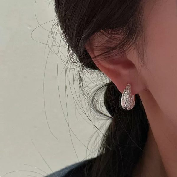 Wholesale 925 Sterling Silver Textured Hoop Earrings - Image 5