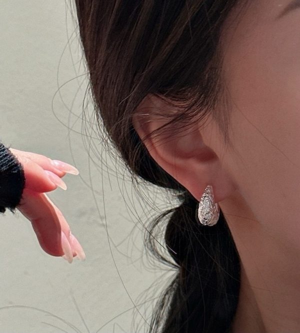 Wholesale 925 Sterling Silver Textured Hoop Earrings - Image 6