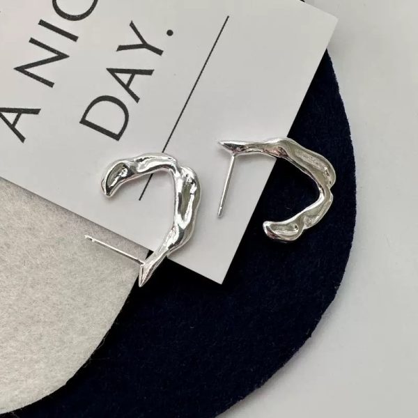 Wholesale 925 Sterling Silver Textured Irregular Earrings - Image 2