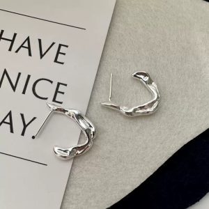 Wholesale 925 Sterling Silver Textured Irregular Earrings