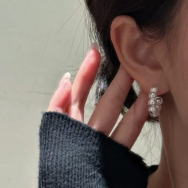 Wholesale 925 Sterling Silver Pearl Hoop Earrings - Image 4