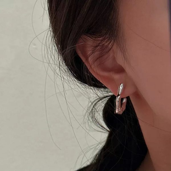 Wholesale 925 Sterling Silver Textured Irregular Earrings - Image 5