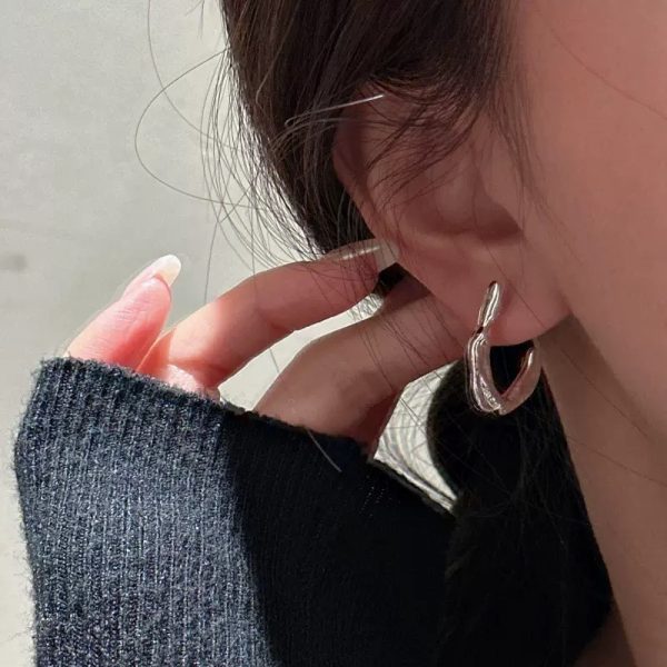 Wholesale 925 Sterling Silver Textured Irregular Earrings - Image 6