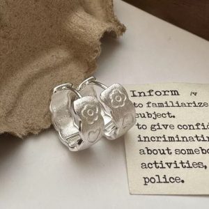 Wholesale 925 Sterling Silver Brushed Flower Earrings