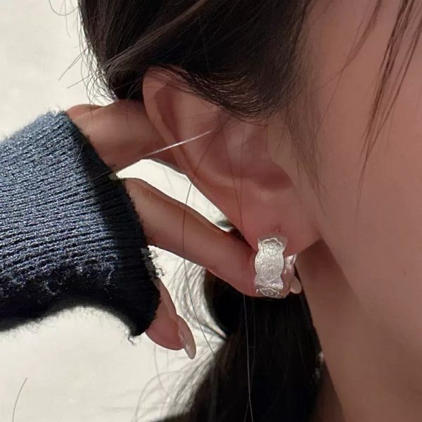 Wholesale 925 Sterling Silver Brushed Flower Earrings - Image 6