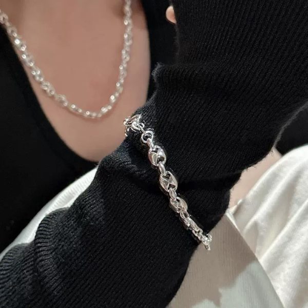 Wholesale 925 Sterling Silver Rectangular Chunky Necklace & Bracelet - Image 4