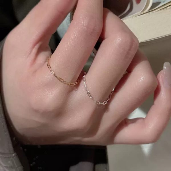 Wholesale 925 Sterling Silver Rectangular Chain Ring - Image 5
