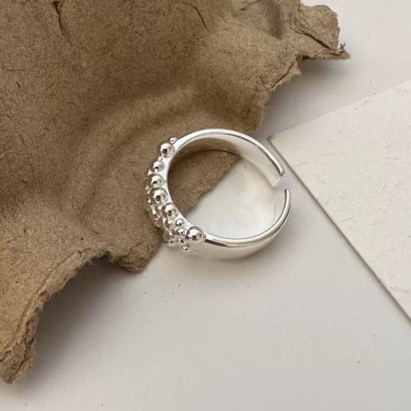 Wholesale 925 Sterling Silver Beaded Open Adjustable Ring - Image 2