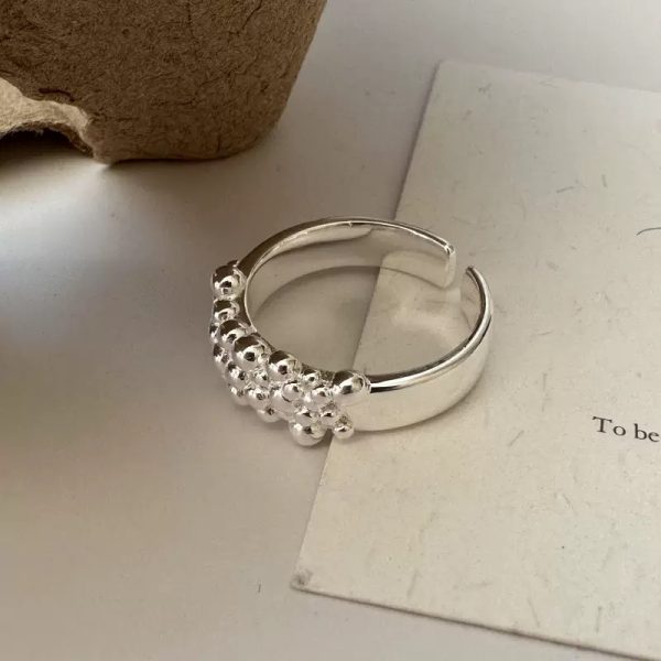 Wholesale 925 Sterling Silver Beaded Open Adjustable Ring - Image 3