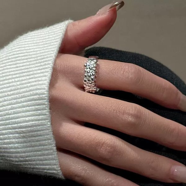 Wholesale 925 Sterling Silver Beaded Open Adjustable Ring - Image 4