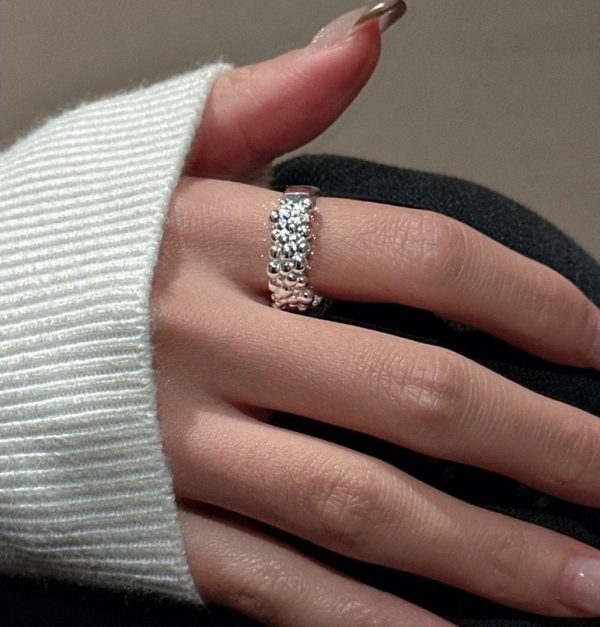 Wholesale 925 Sterling Silver Beaded Open Adjustable Ring - Image 6