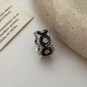 Wholesale 925 Sterling Silver Black Rhodium Lace Zircon Ring