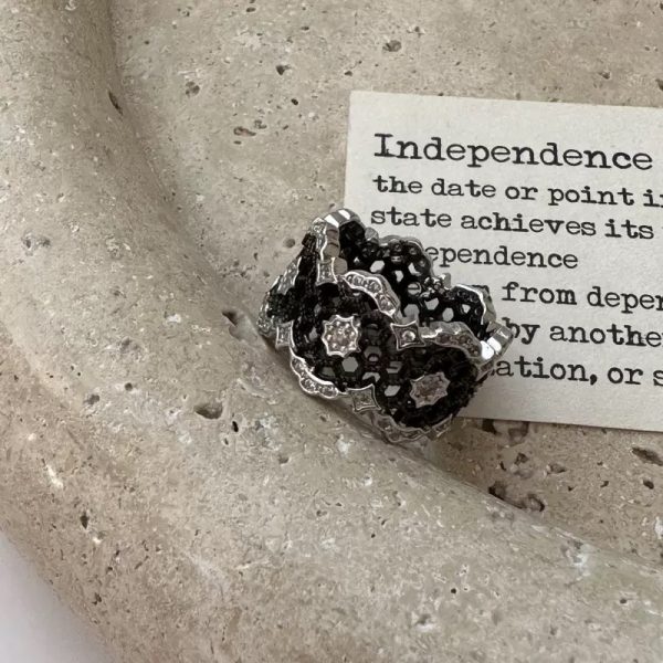 Wholesale 925 Sterling Silver Black Rhodium Lace Zircon Ring - Image 3