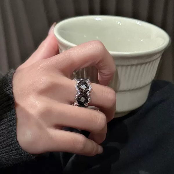 Wholesale 925 Sterling Silver Black Rhodium Lace Zircon Ring - Image 4
