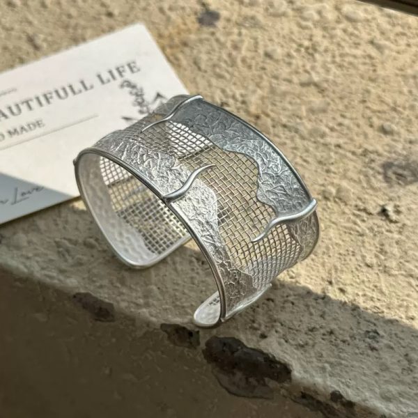 Wholesale 925 Sterling Silver Hollow Mesh Bangle&Ring - Image 3