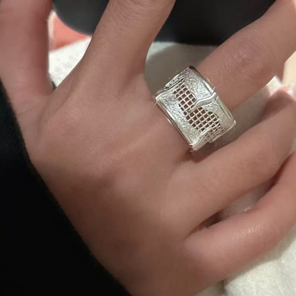 Wholesale 925 Sterling Silver Hollow Mesh Bangle&Ring - Image 4