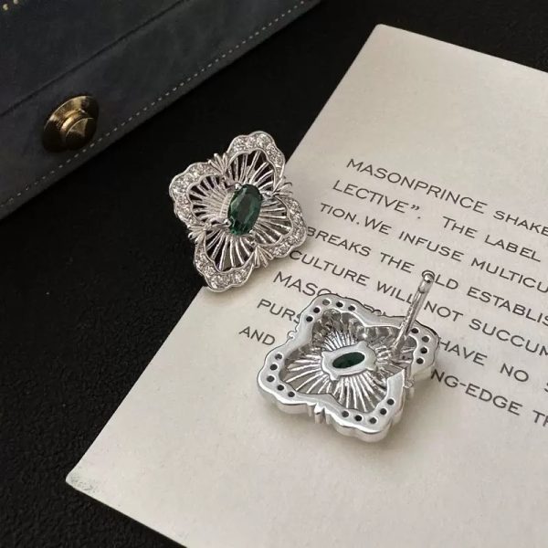 Wholesale 925 Sterling Silver Green Zircon Vintage Earrings - Image 3