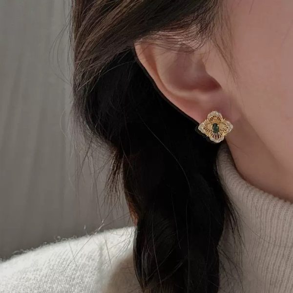 Wholesale 925 Sterling Silver Green Zircon Vintage Earrings - Image 5