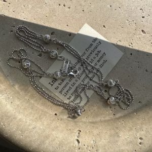 Wholesale 925 Sterling Silver Cat-eye Triple Bead Necklace