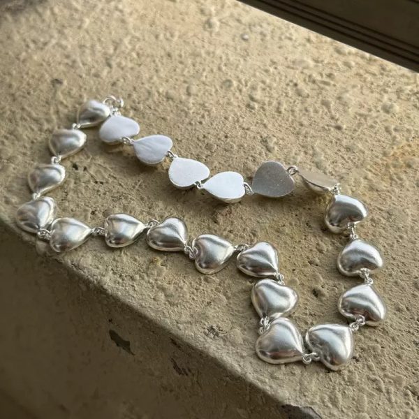 Wholesale 925 Sterling Silver Chunky Fashionable Heart Necklace & Bracelet - Image 2