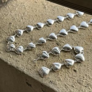 Wholesale 925 Sterling Silver Chunky Fashionable Heart Necklace & Bracelet