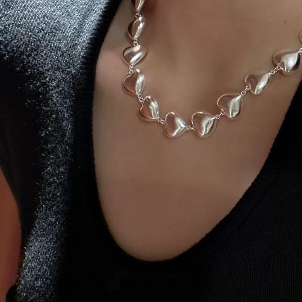 Wholesale 925 Sterling Silver Chunky Fashionable Heart Necklace & Bracelet - Image 4