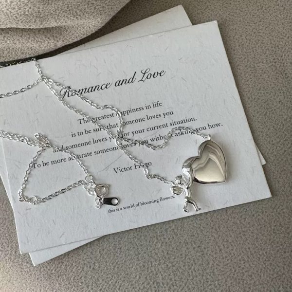 Wholesale 925 Sterling Silver Angel With Love Necklace - Image 3