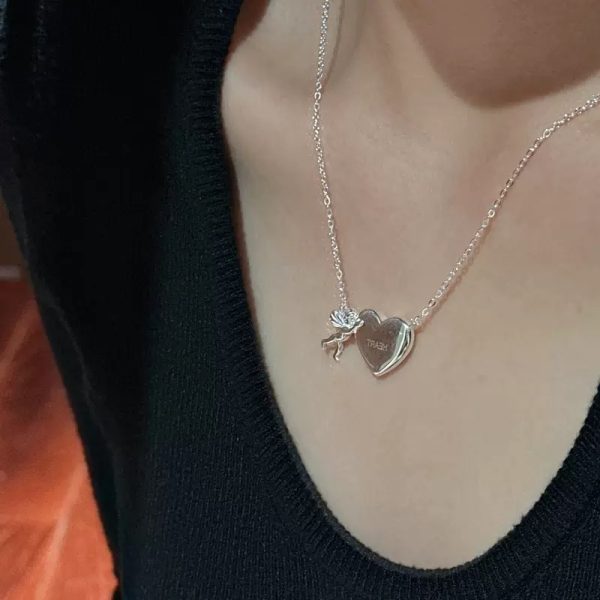 Wholesale 925 Sterling Silver Angel With Love Necklace - Image 4